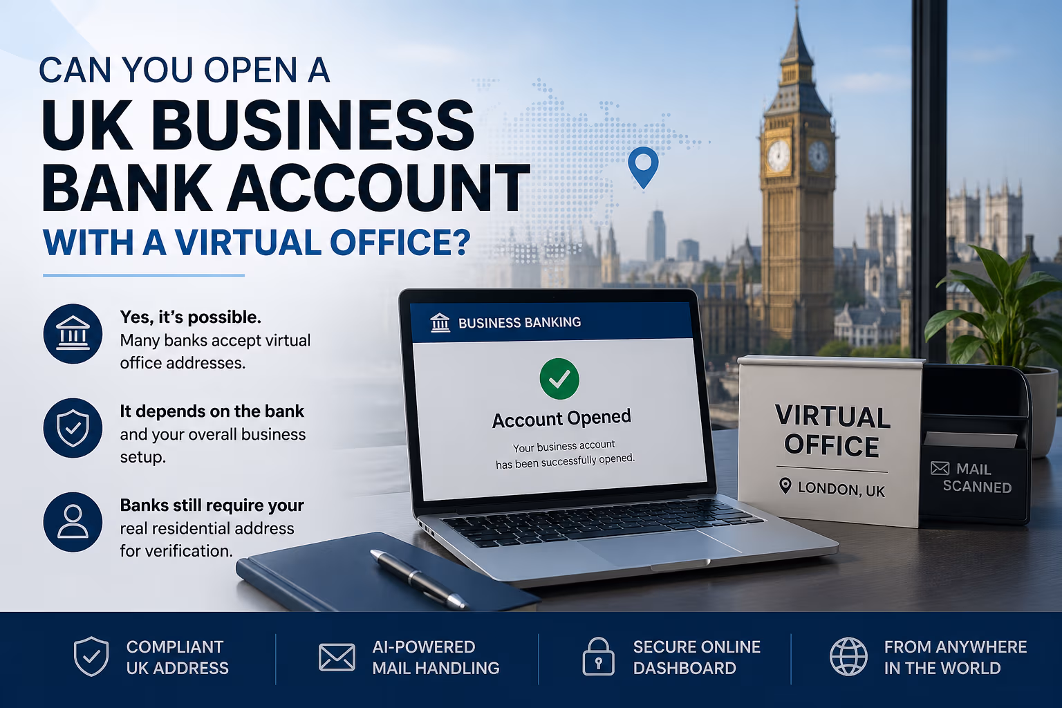 Can You Open a UK Business Bank Account with a Virtual Office? – guide for UK founders